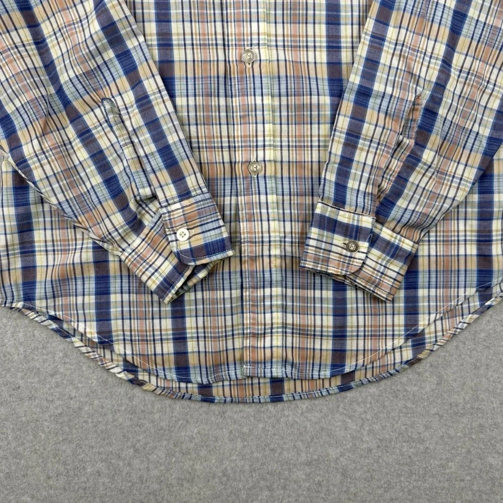 Vintage Levis Shirt Mens Medium Blue Plaid 70s Tapered Western Long Sleeve‎